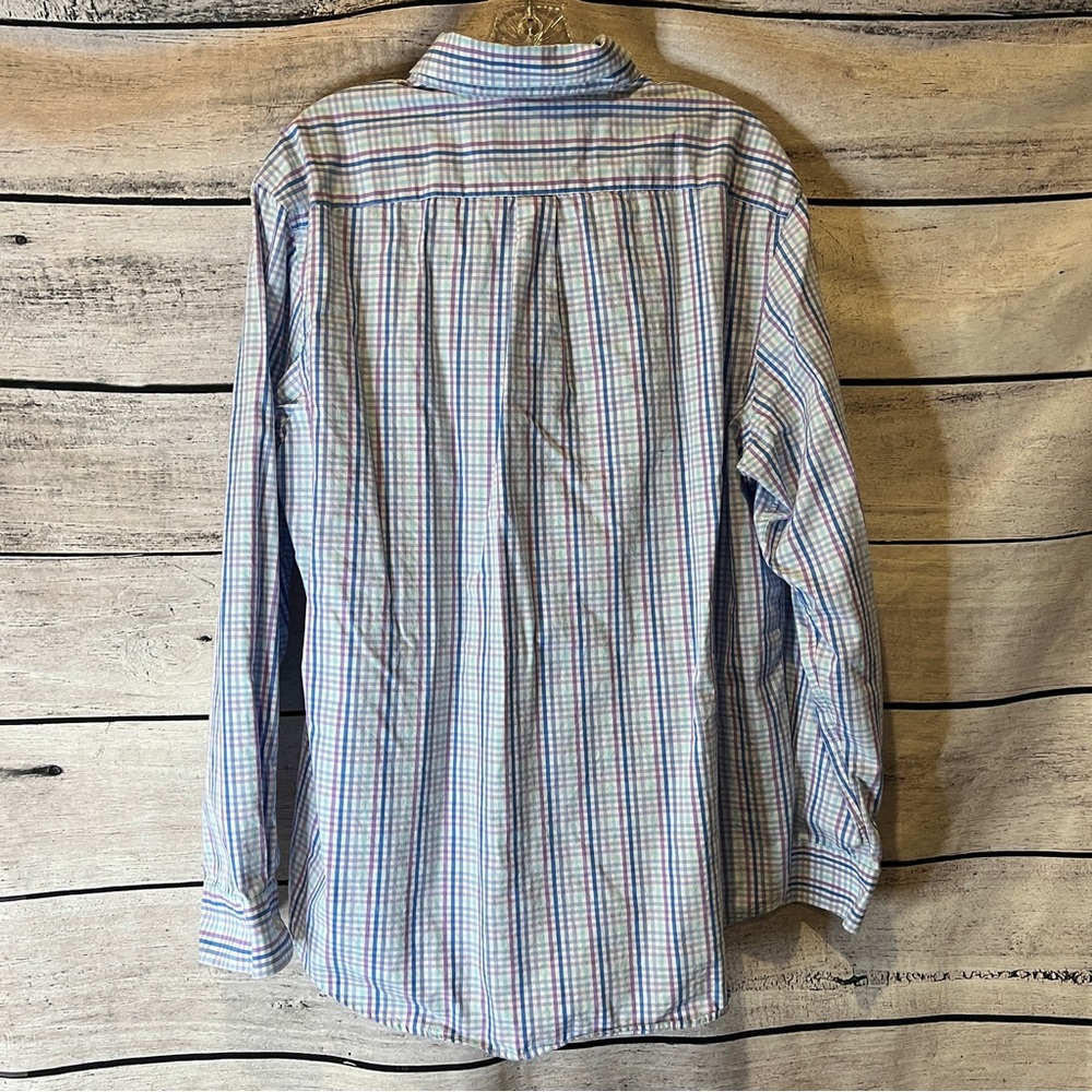 Vineyard Vines Blue Purple White Plaid Button Down Whale Shirt Cotton Preppy - Picture 5 of 7